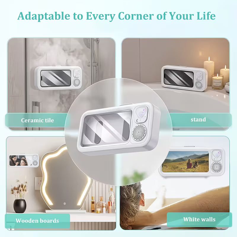 ShowerLux™ Elite Edition – Premium Waterproof Bluetooth Shower Speaker & 360° Phone Mount | Limited Stock