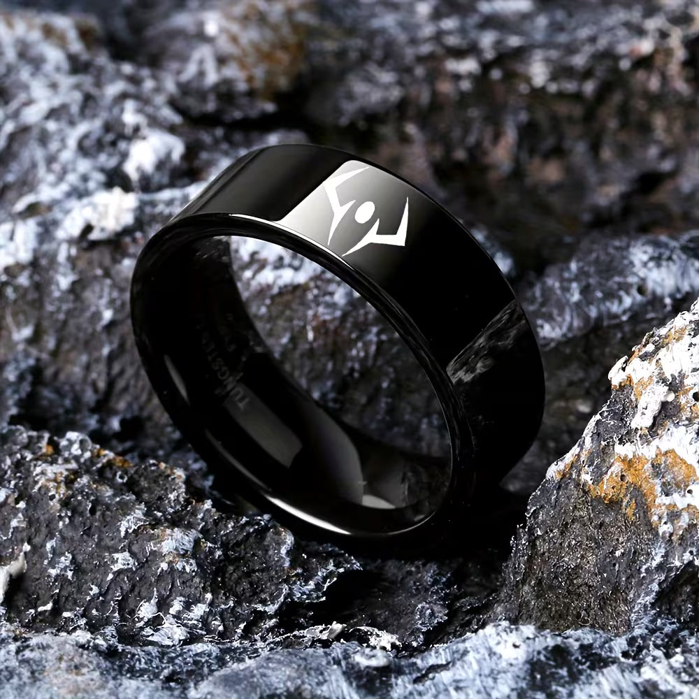 8mm Black 316L Stainless Steel Sukuna Cosplay Unisex Ring