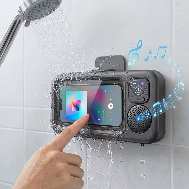 ShowerLux™ Elite Edition – Premium Waterproof Bluetooth Shower Speaker & 360° Phone Mount | Limited Stock