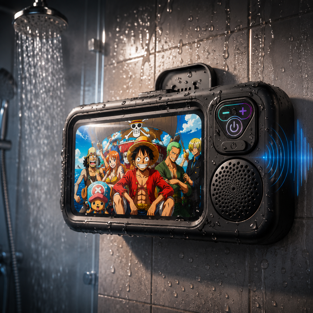 ShowerLux™ Elite Edition – Premium Waterproof Bluetooth Shower Speaker & 360° Phone Mount | Limited Stock