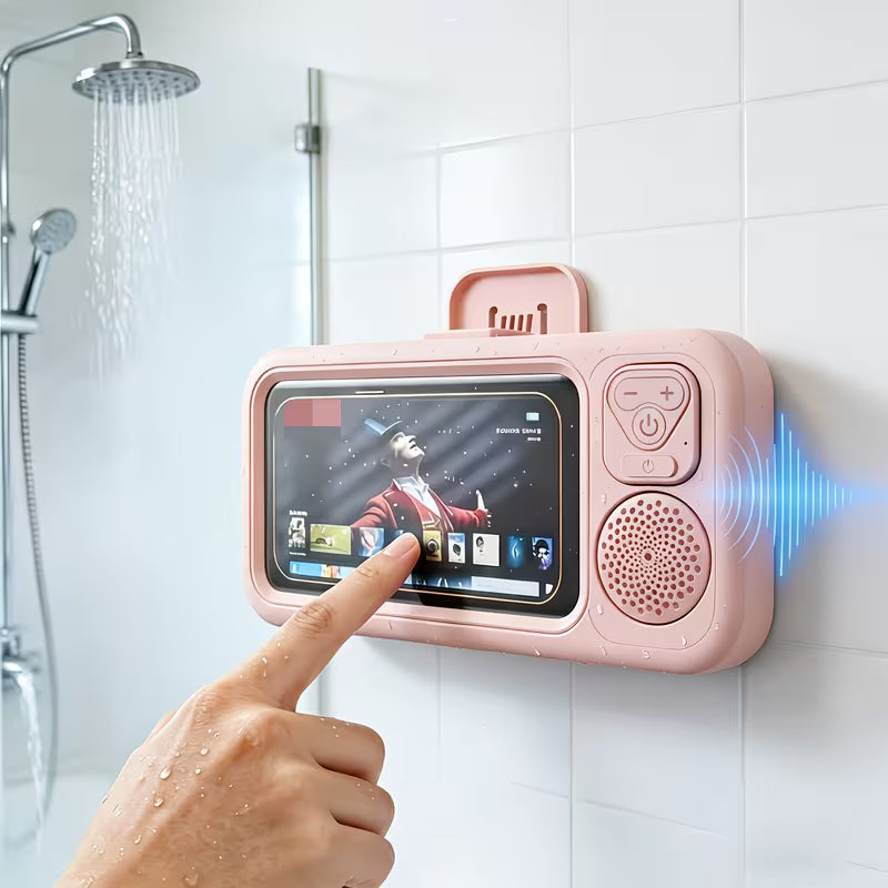 ShowerLux™ Elite Edition – Premium Waterproof Bluetooth Shower Speaker & 360° Phone Mount | Limited Stock