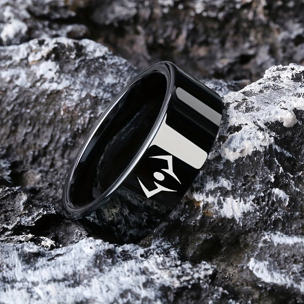 8mm Black 316L Stainless Steel Sukuna Cosplay Unisex Ring