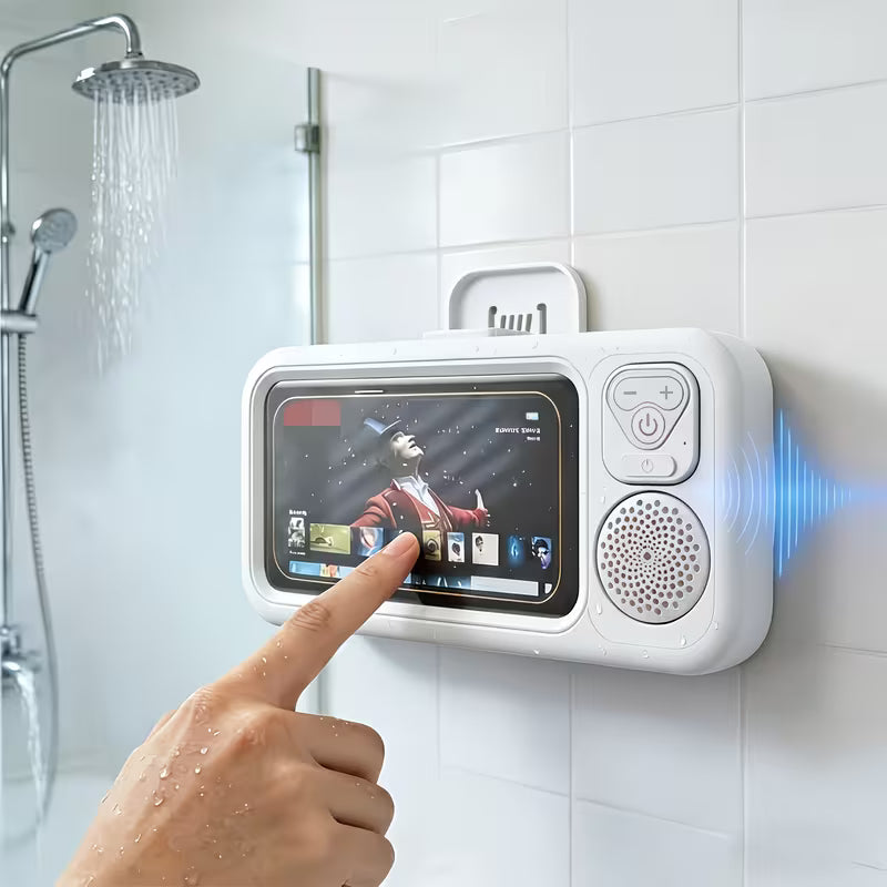 ShowerLux™ Elite Edition – Premium Waterproof Bluetooth Shower Speaker & 360° Phone Mount | Limited Stock