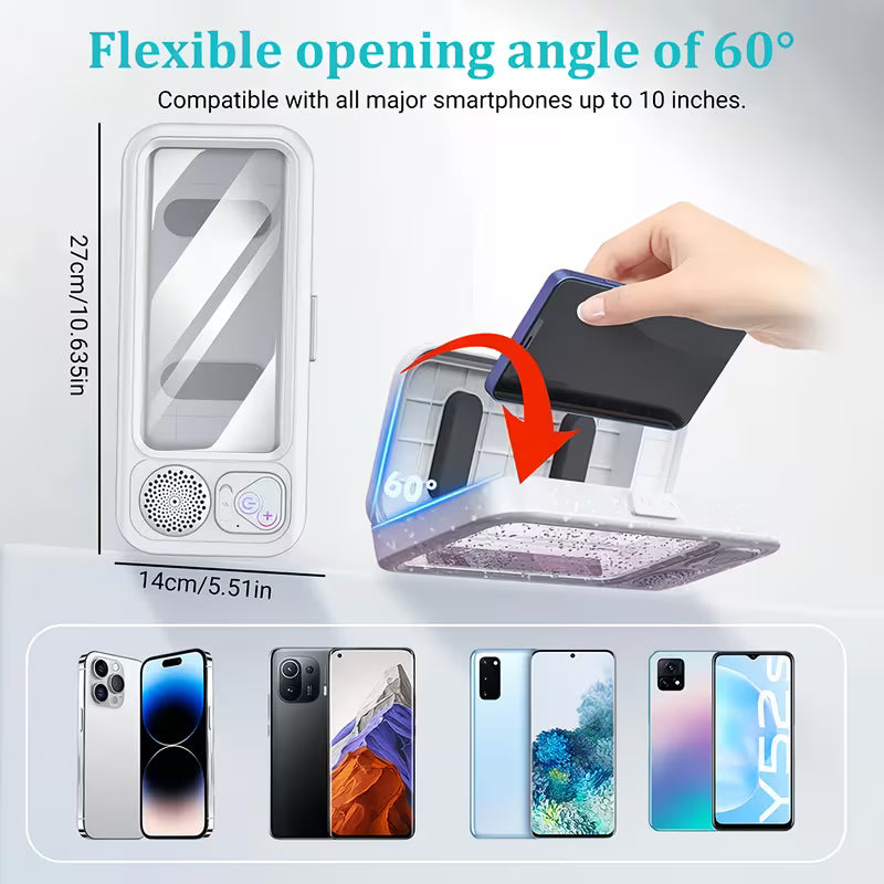 ShowerLux™ Elite Edition – Premium Waterproof Bluetooth Shower Speaker & 360° Phone Mount | Limited Stock